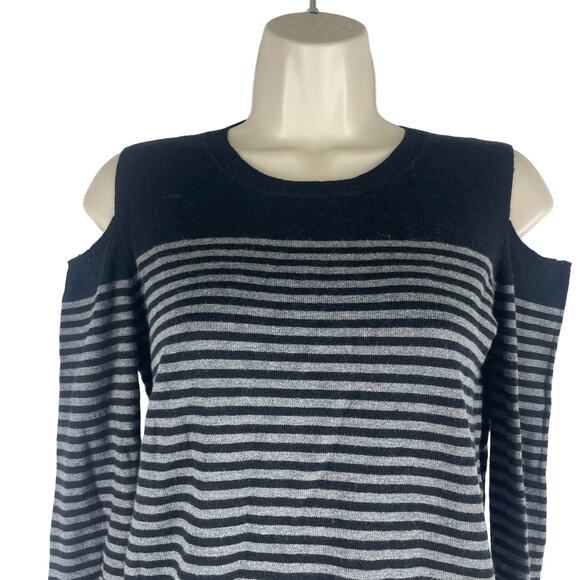 Acrobat Cashmere Blend Sweater Cold Shoulder Striped Size XS - Picture 3 of 8
